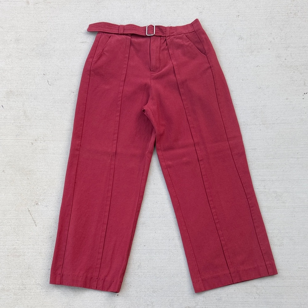 Zara Red Wide-Leg Pants with Belt